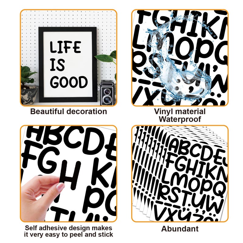 Bemeol 912 Pieces Letter Stickers 24 Sheets 2 Inch Alphabet Letter Stickers Self Adhesive Stickers Letters For Bulletin Board Classroom Mailbox Door Home Decor(Black) - Image 3